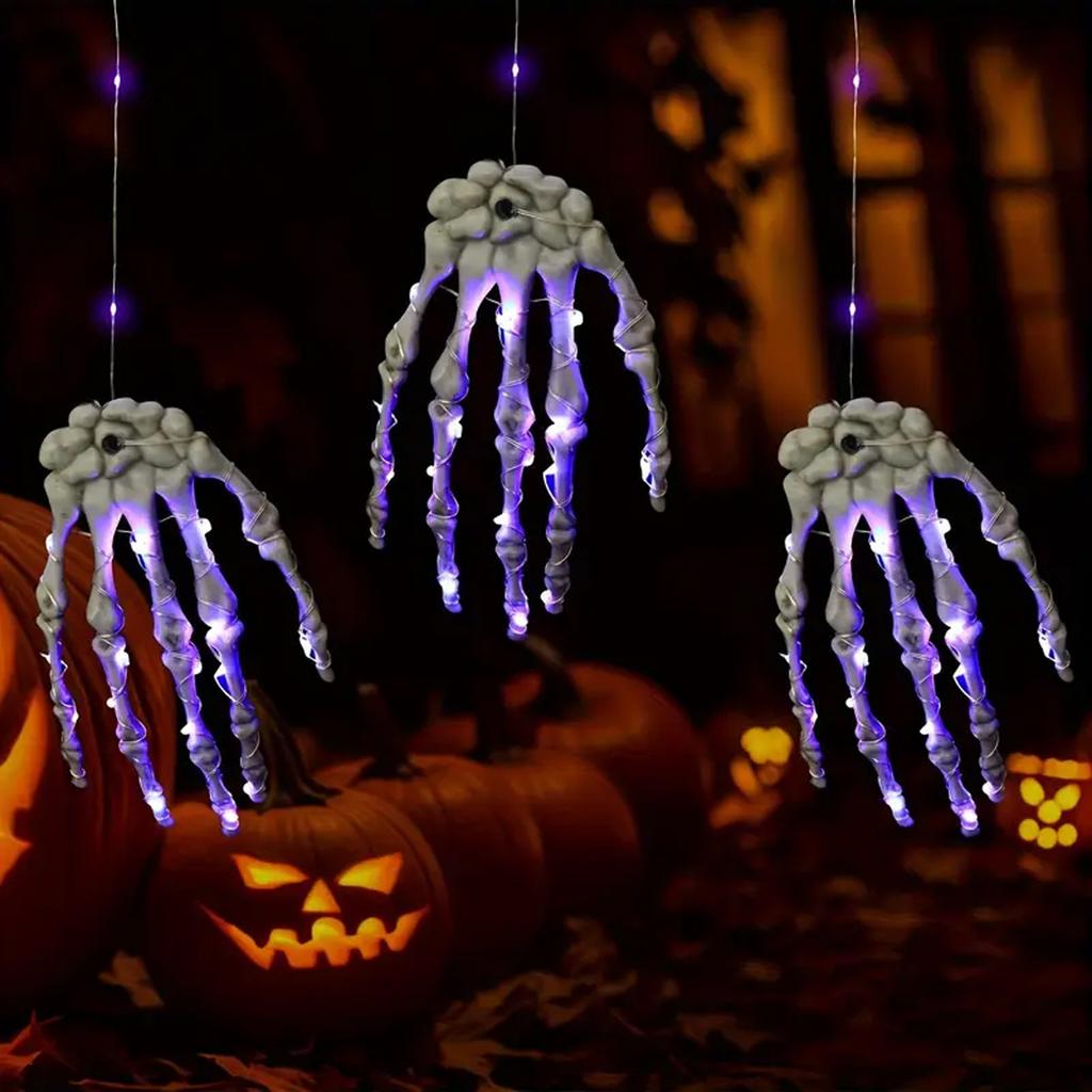 Purple Claw/ String Lights Plastic Skeleton Hand Design With Glowing Purple Effect Halloween Decorations