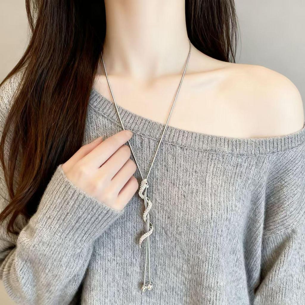 Elegant Long Snake Chain Necklace: Luxe Autumn/Winter Fashion Accessory for Women