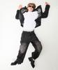 Hoodhood Embossed Denim Biker Jacket Black