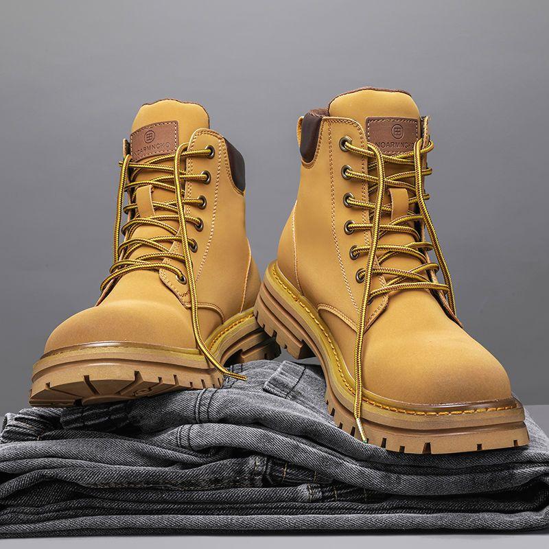 Martin Stiefel Herren Winter Herrenschuhe Fleece Thermische Baumwollschuhe High-Top Schuhe Workwear Schneestiefel Retro Rhabarberstiefel