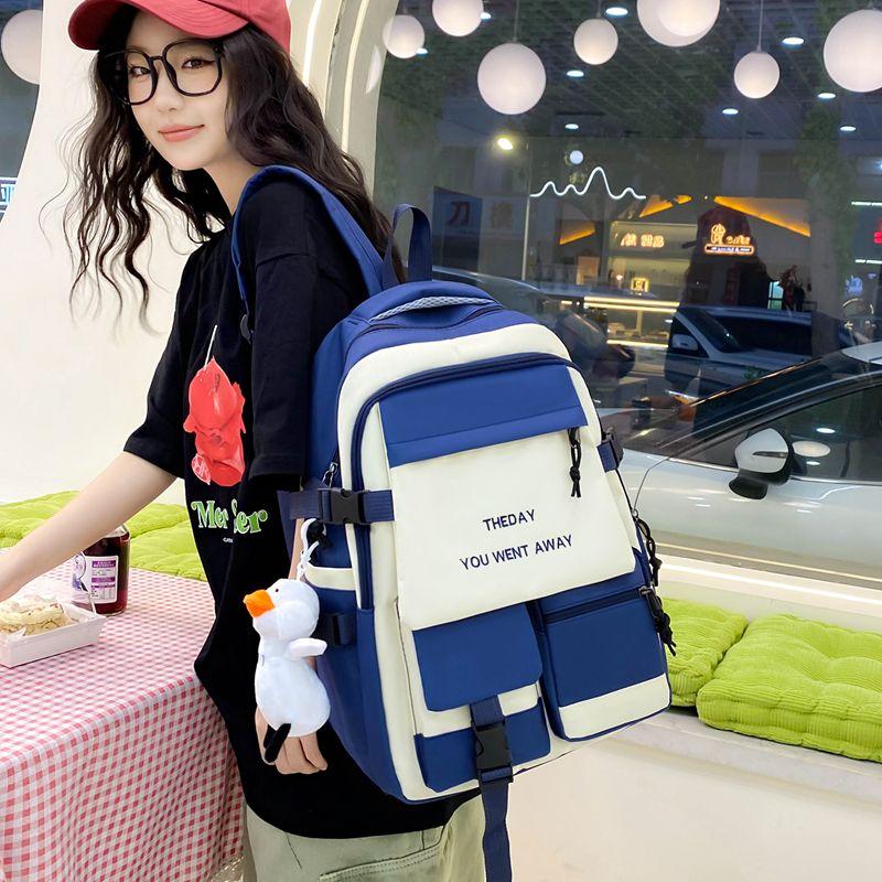 5pcs Backpack Junior High School Students Elementary School Students College Large Capacity, Versatile, Campus Leisure, Dirt Resistant Backpack