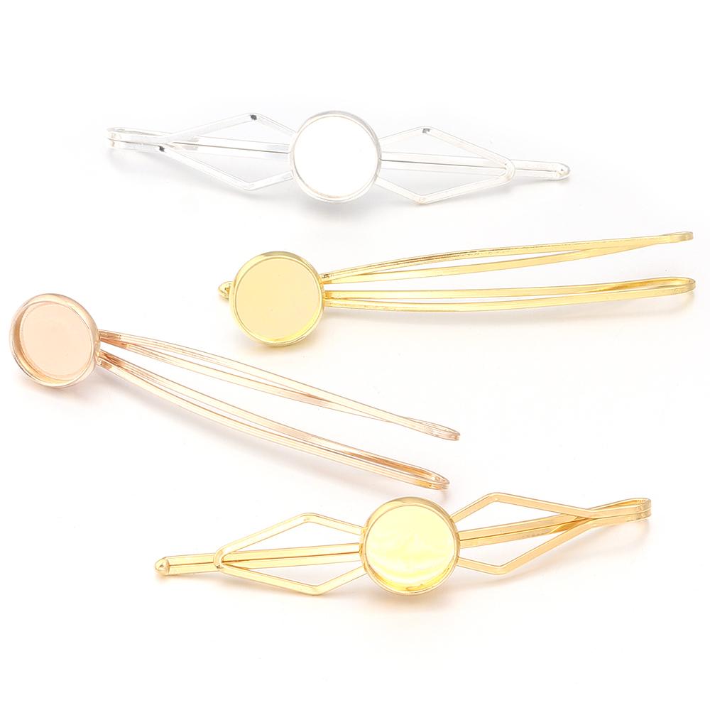5pcs/lot Inner Size 12mm Round Cabochon Metal Hairpins Barrettes Hair Clips Base Setting For Jewelry Making DIY Hair Accessories