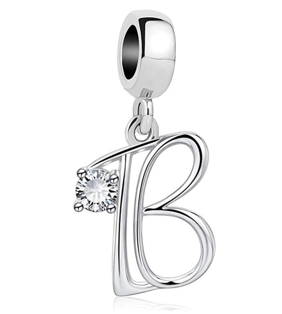 26 A-Z Alphabetperlen Kupfer Liebesbrief-Anhänger Passend für Original Armreif-Charms-Armband Zirkonia-Perle Schmuck