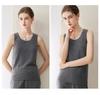 Women's Cashmere Sleeveless Camisole: Low-Neck Knit Top in Winter White, Blue, Green, Velvet, and Rice Colors.
