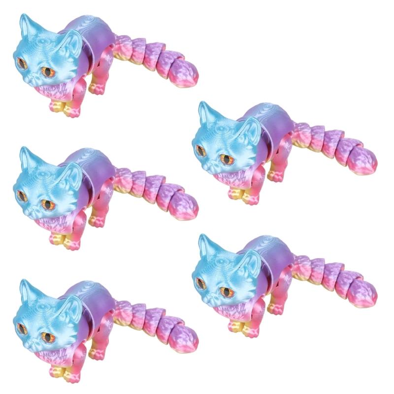 3D Printed Cats Realistic Hairless Cats Figurines Statues Table Ornament Cute Articulated Fidgety Toy for Pet Lovers