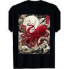 Japanese Octopus Ukiyo-E T-Shirt - Ikiyo-E Sea Creature Round Neck Casual Shirt Suitable For Summer, Machine Washable Japanese Cultural Apparel For