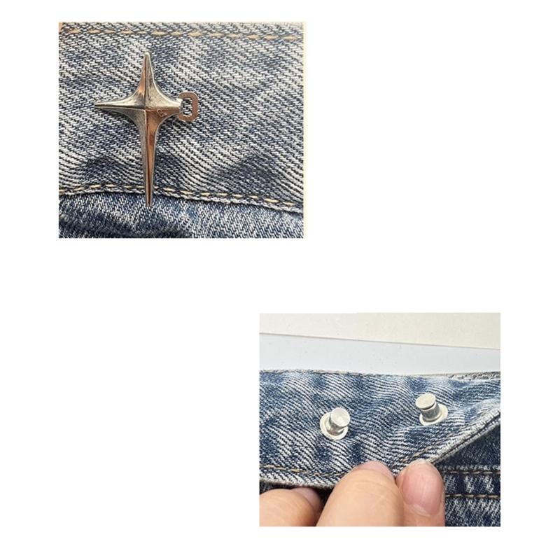 Detachable Fashion Shaped Jean Button Clasps Waist Extender Pin Jean Button, No Sewing Required, Fit Instant Jean Button