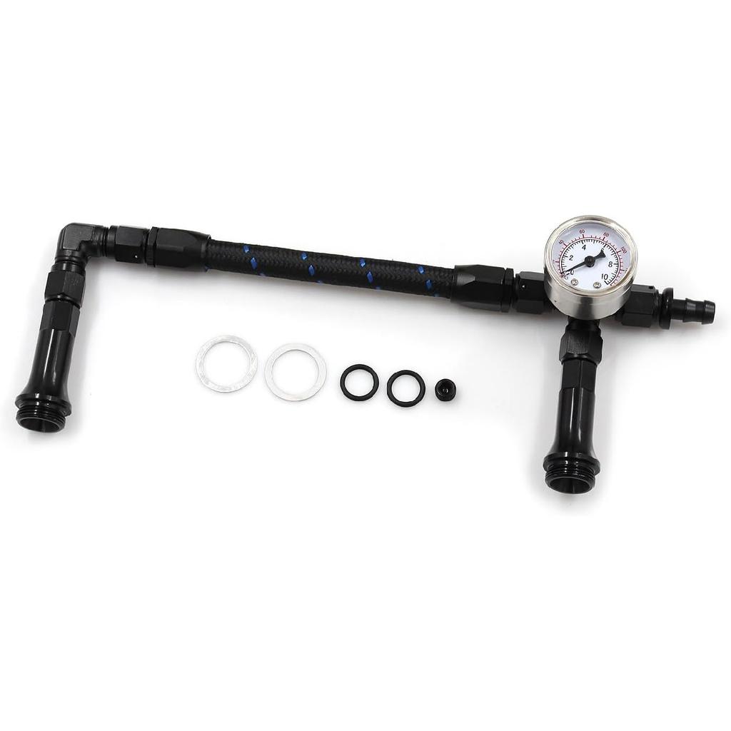 Braided AN6 Dual Feed Carb Fuel Line Double Pump For Holley 4150 Carburetor With Vacuum Pressure Gauge