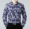 Spring & Autumn Men's Plus Size Printed Cotton Linen Shirt - Business Casual, Long Sleeve.