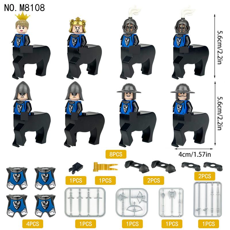 Mittelalterliche Zentauren-Soldatenfiguren Bausteine Ritterarmee Königin König Zubehör Burg Militär MOC Blöcke Waffen-Set Spielzeug