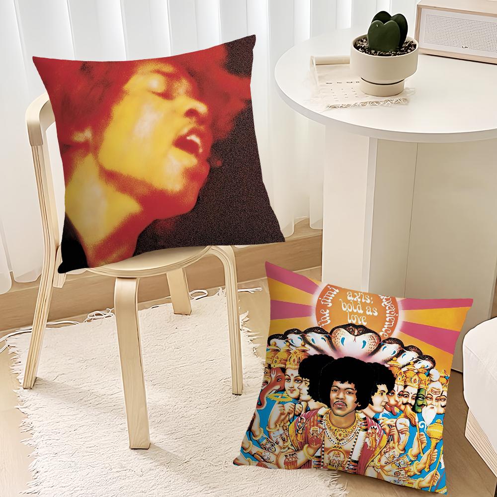 Singer J-Jimi H-Hendrix Cushion Cover Living Room Accent Couch Back Support Square Lounge Restful Nap Companion Pillow Case