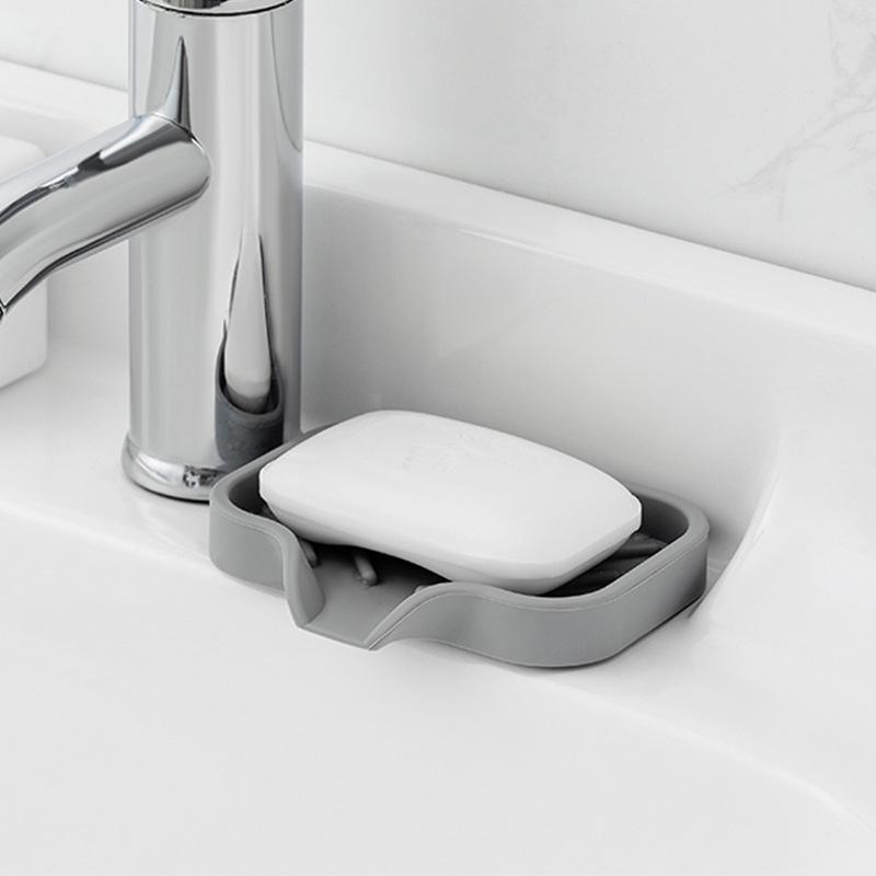 Sink Silicone Tray With Drain Soap Sponge Storage Holder Countertop Sink Scrubber Brush Soap Storage Rack Kitchen Organizer