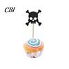 Glitter Black Cake Topper 8 Pcs Halloween Cupcake Picks, Spooky Skull Toppers, Gothic Birthday Party Decoration for Supplies Burr-free