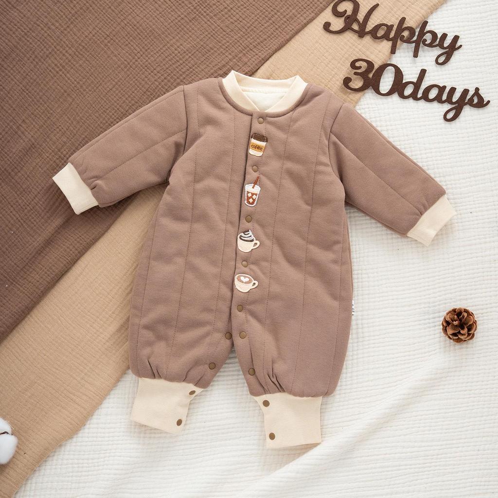 Infant Winter Padded Long Sleeve Romper - Cozy, Warm, and Thickened for Newborns