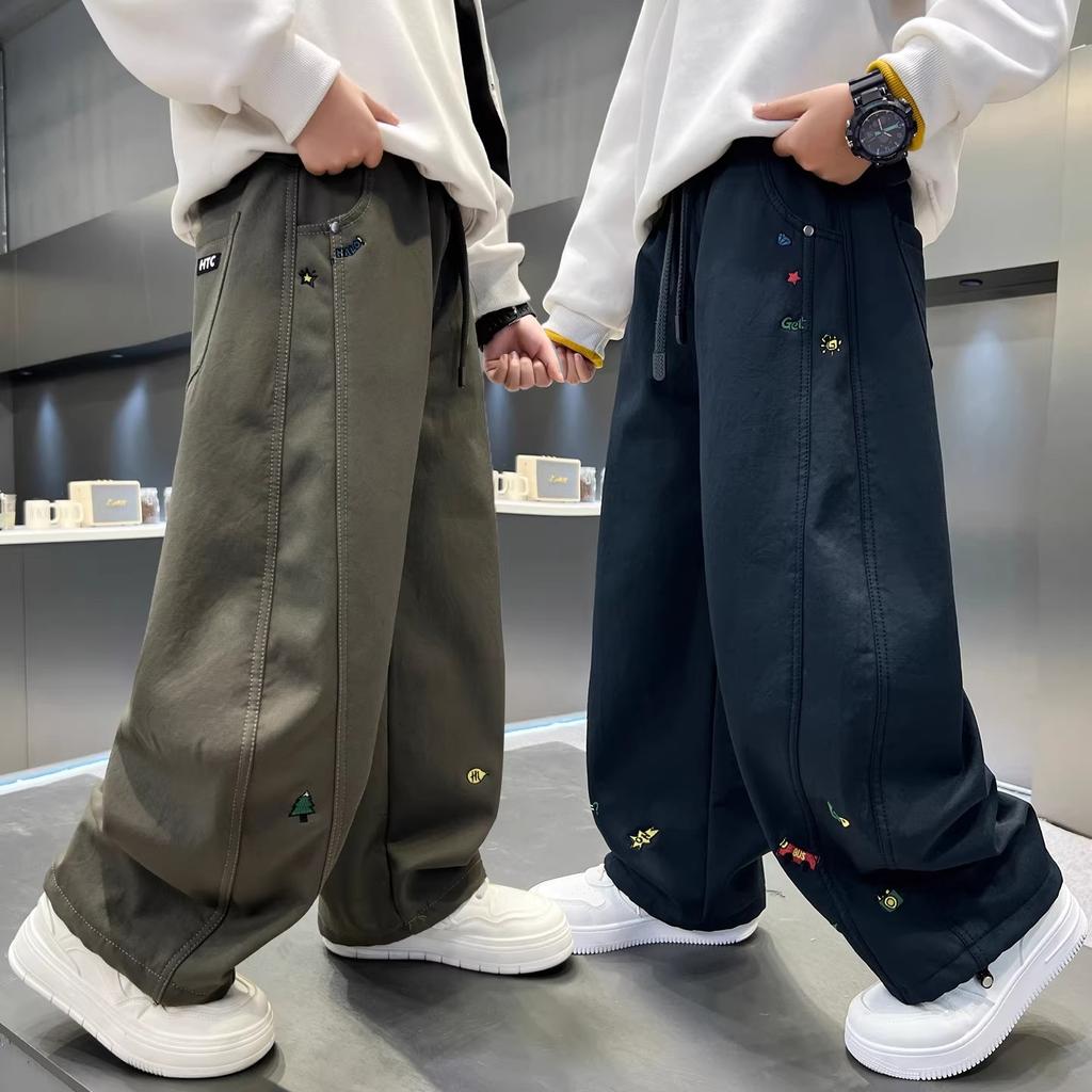 Boys’ Trousers – Spring/Autumn Style, Large Sizes: Spring Wide-Leg Cuffed Trousers – Boys’ Spring Casual Trousers – Trendy
