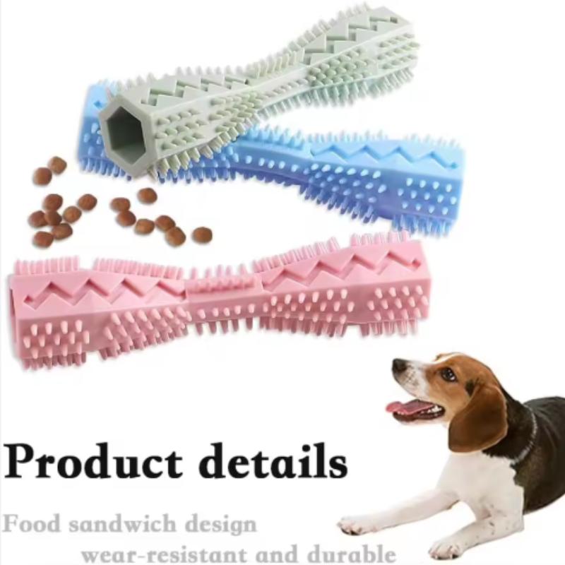 Durable Dog Chew Toy Stick Soft Rubber Toothbrush with Tooth Cleaning Points And Massage Features for Pet Oral Care