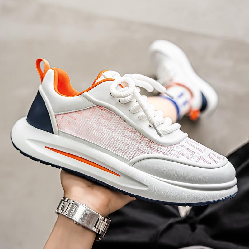 Fashion 2025 Non Slip Mens Shoes Breathable Thick Soled Casual Shoes Korean Version Trendy Student Sports Designer Casual Platform White