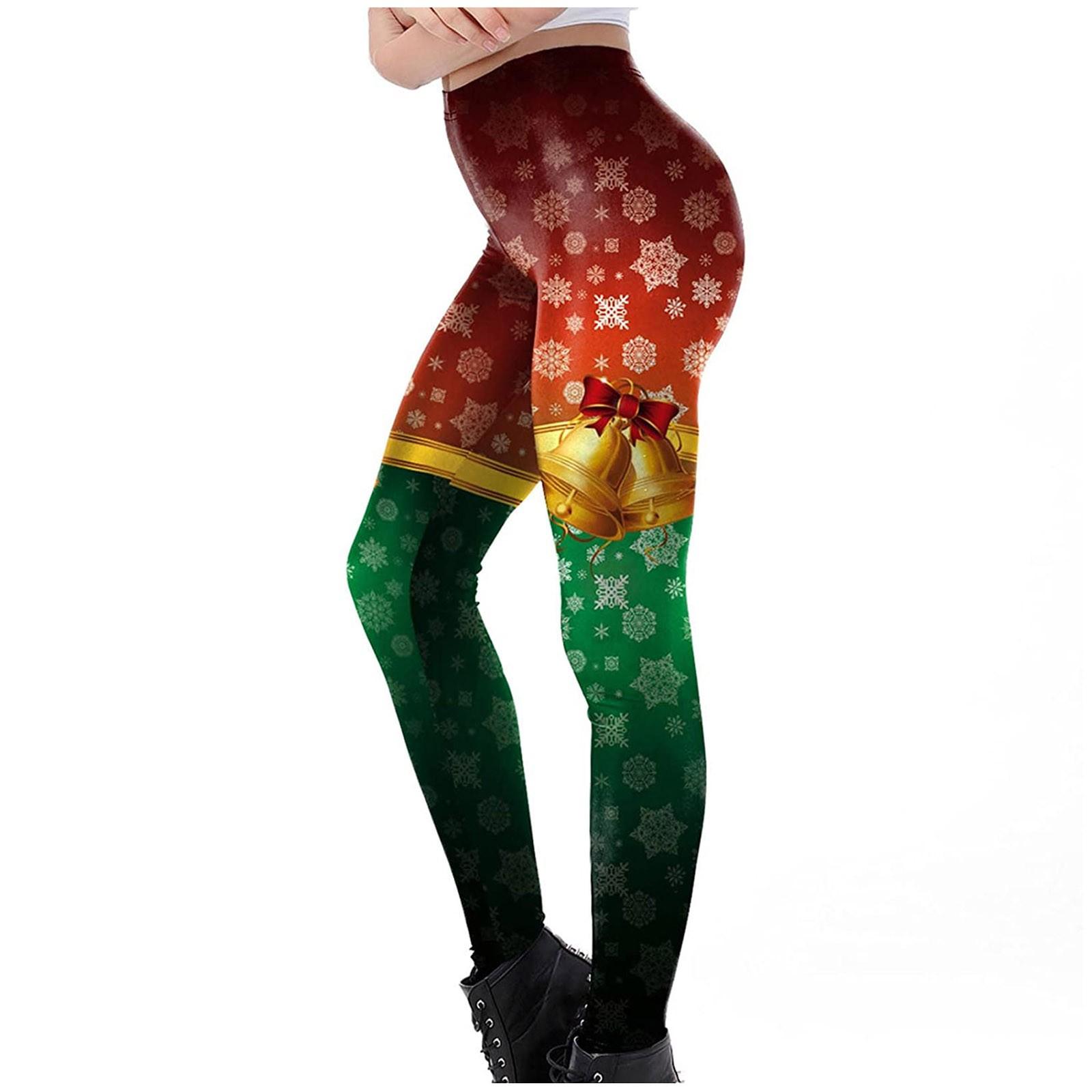 

Женские модные повседневные леггинсы со средней талией с рождественским принтом, колготки, штаны для йоги S чёрный