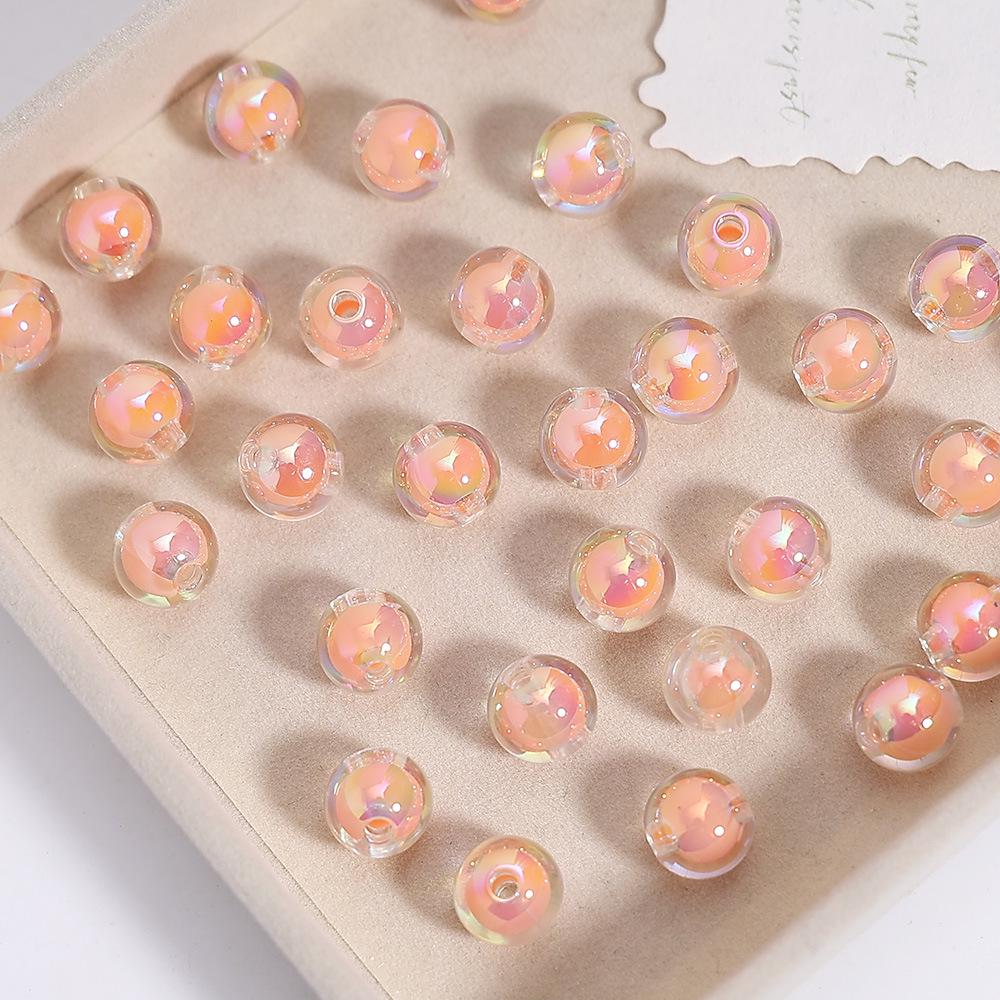 Iridescent Electroplated Acrylic Round Beads - DIY Jewelry Accessories