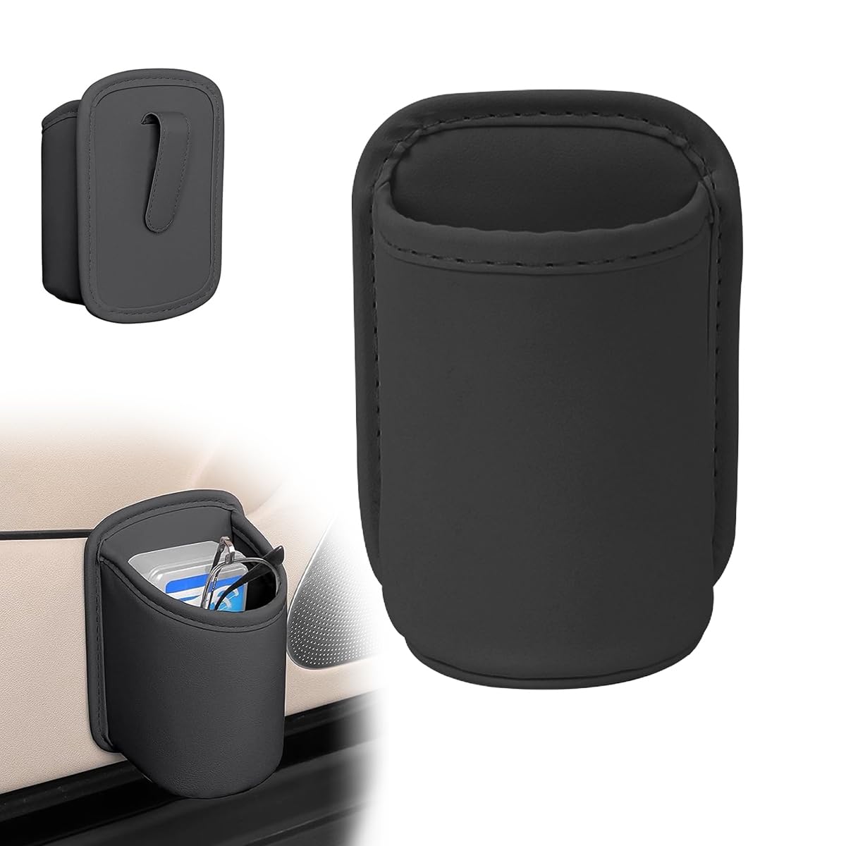 

UrbanPulse Drink Holder, Car, Cup Holder, PU Leather, Car Seat Back & Door Holder, чёрный