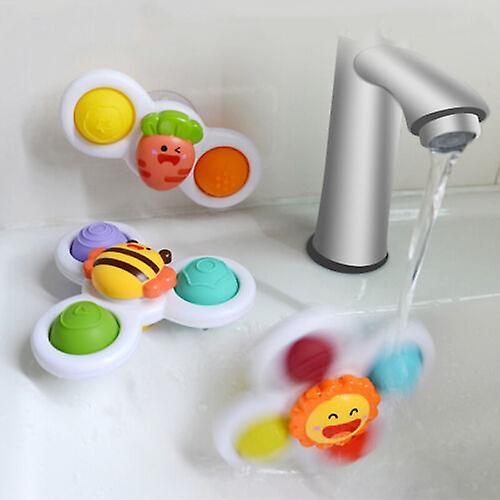 3X Baby Spinner Toys Butterfly Cartoon Spinning Toys Fidget Suction Cup Bath Toy