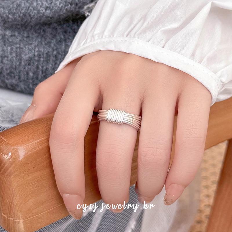Cui Yan S925 Sterling Silver Multi-layer Korean Line Ring - Women's European American Fashion Simple Band