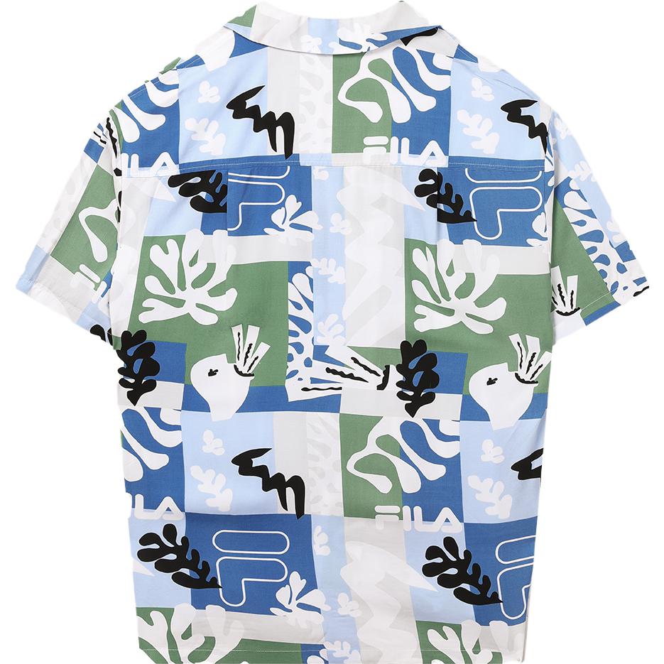 Fila Logo Loose Fit Printed Casual Woven Short Sleeve Shirt Men Shirts Multicolor F11M338401F-ZA