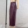 2025 Autumn High-Waisted Slimming Leather Bodycon Midi Skirt with Slit