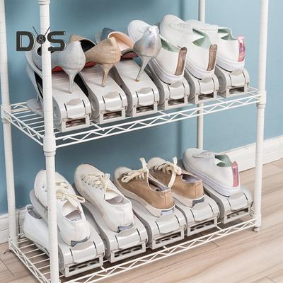 2 bandejas para zapatos de doble capa, soporte de almacenamiento, altura ajustable, diseño antideslizante, resistente a la carga, organizadores de zapatos de tacón alto