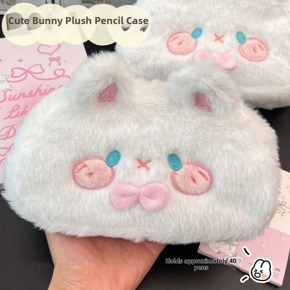 Kawaii Plush Little Pig Pencil Case Large-Capacity Stationery Pouch Rabbit Shape Pencil Bag Girls