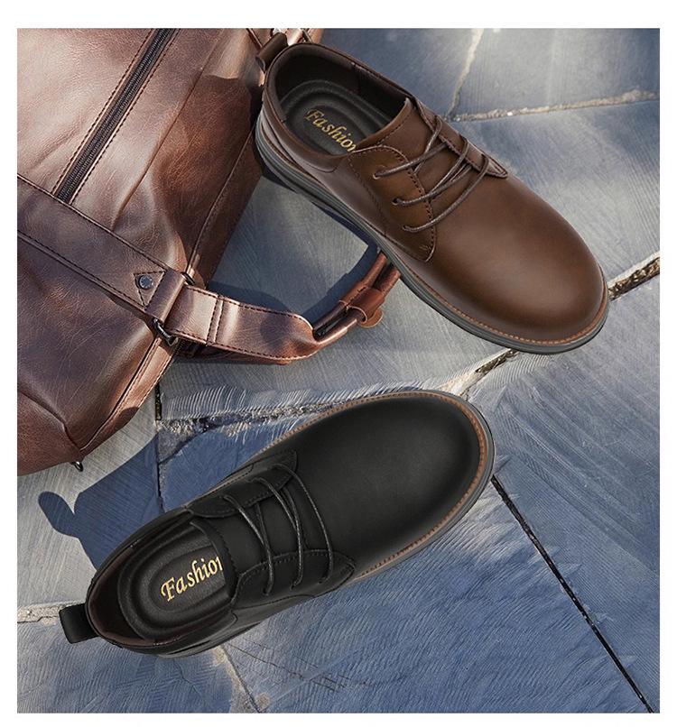 Men's Genuine Leather Breathable Casual Shoes - Versatile Retro Design, Soft Sole, Large Size, Fashionable and Comfortable.
