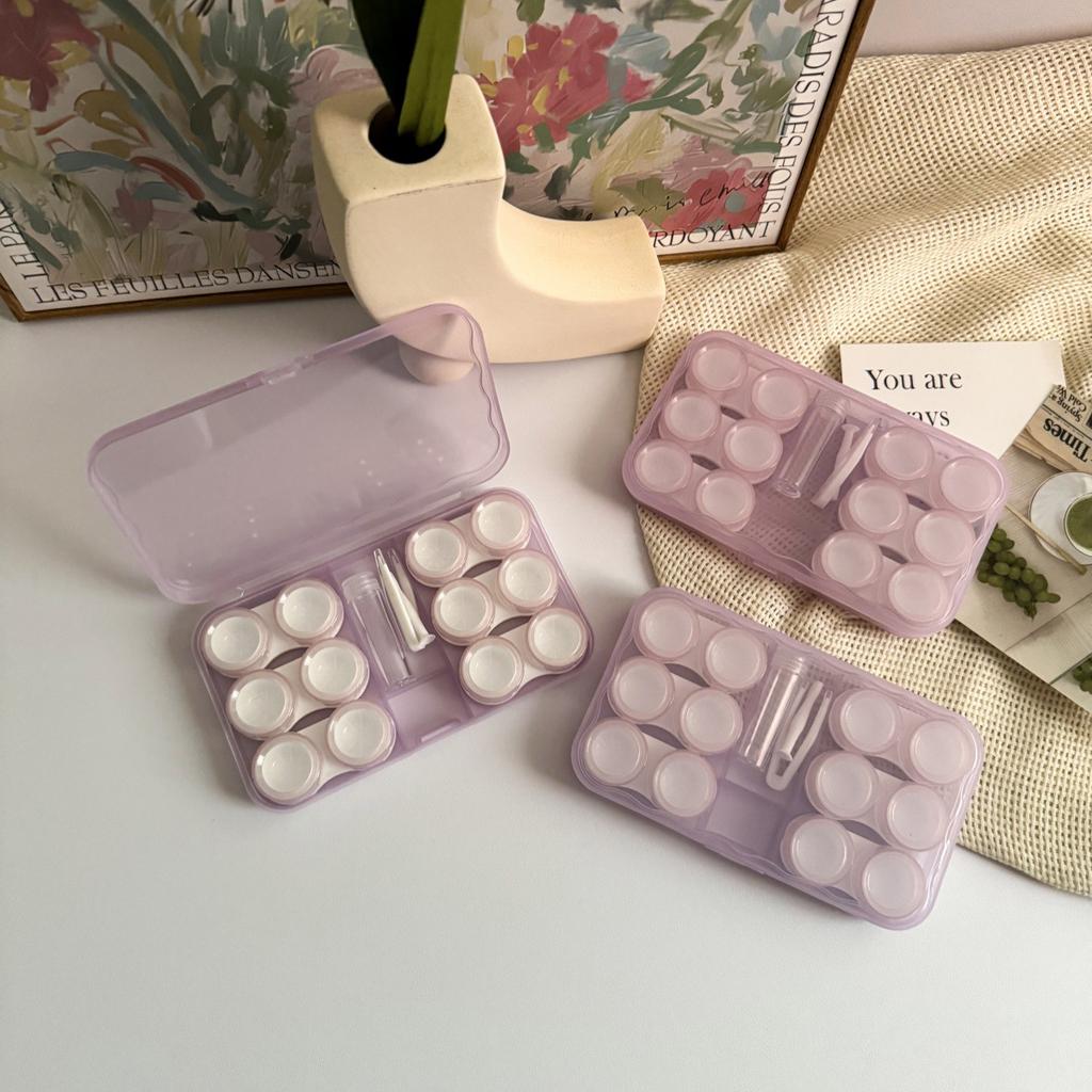 6 Pairs Contact Lens Case Eye Contact Lens Box Women Travel Contact Lenses Case Soak Container Lenses Box for Beauty Pupil