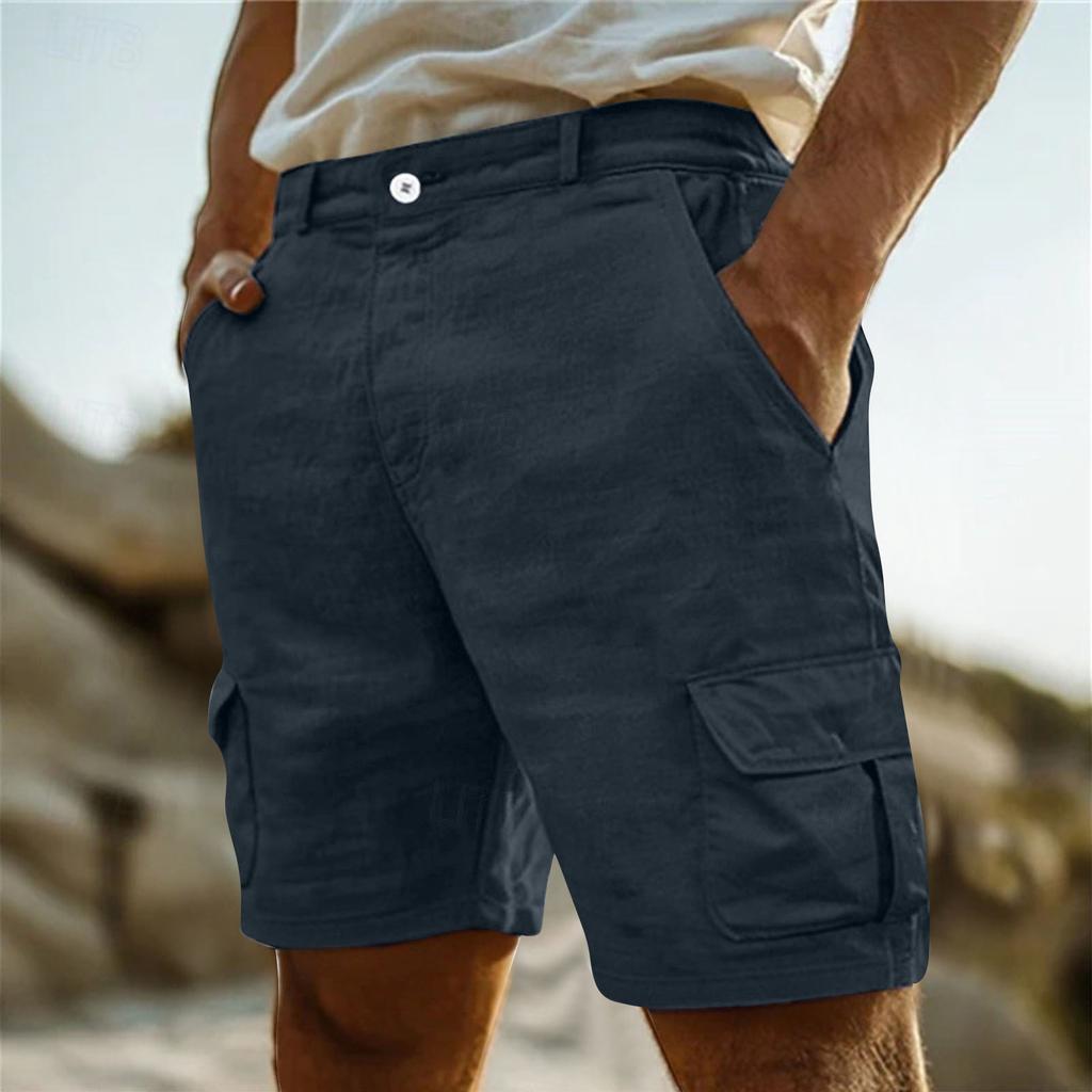 Men's Multi-pocket Work Pants Straight Five-inch Pants