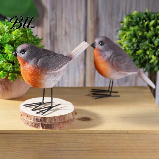 Decorative Garden Accents 2Pcs Outdoor Bird Ornaments, Realistic Pastoral Figurine, Resin Crafts for Desktop Weatherproof Lifelike Animal Sculpture