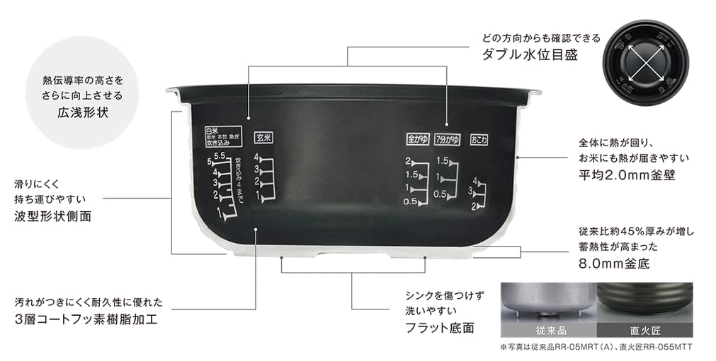 propane Rinnai cup gas rice cooker Direct fire Takumi matte white color propane [For gas] 1-11 RR-100MTT-MW-LP (for gas)