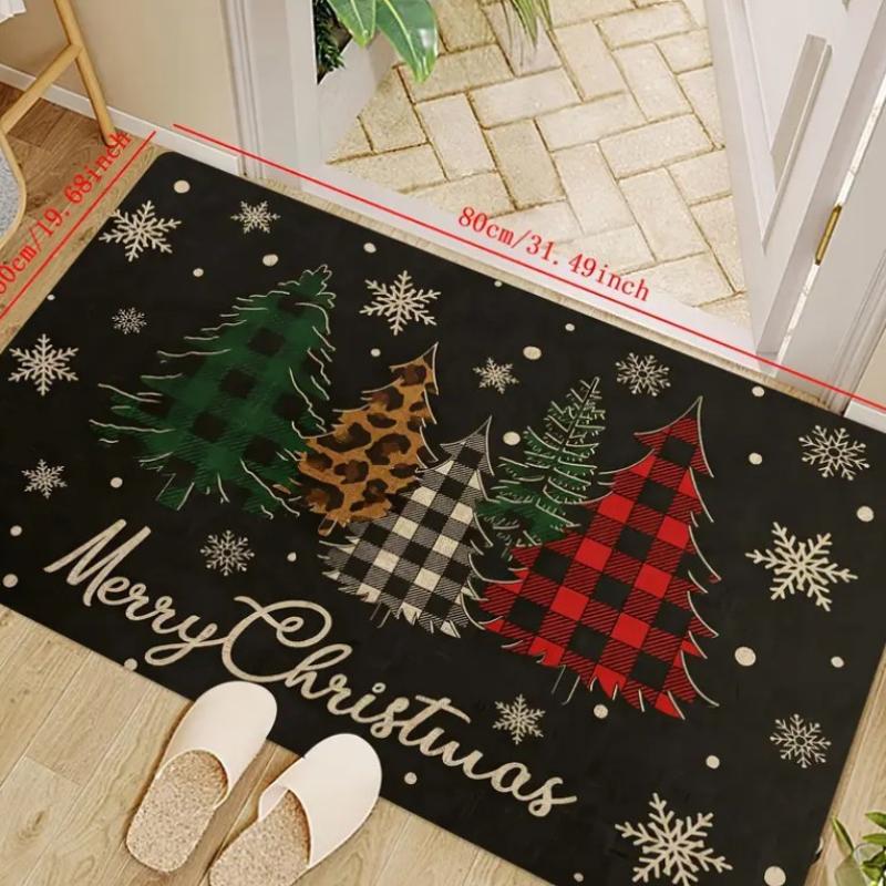 Christmas Themed Door Mat Gingerbread/Santa/gnome Print Floor Mats,Non-Slip Welcome Rugs for Home Entryway & Holiday Decor