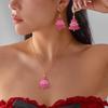Sweet Enamel Pink Christmas Tree Drop Earrings for Women Fashion Simple Hollow Snowman Earrings Girls Xmas New Year Jewelry Gift