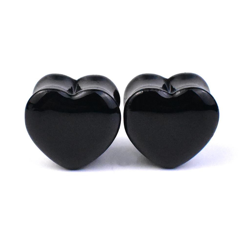 6-50mm Solid Color Ear Tunnels Gauges and Plug Heart-shaped Ear Expander Studs Stretching Body Piercing Jewelry