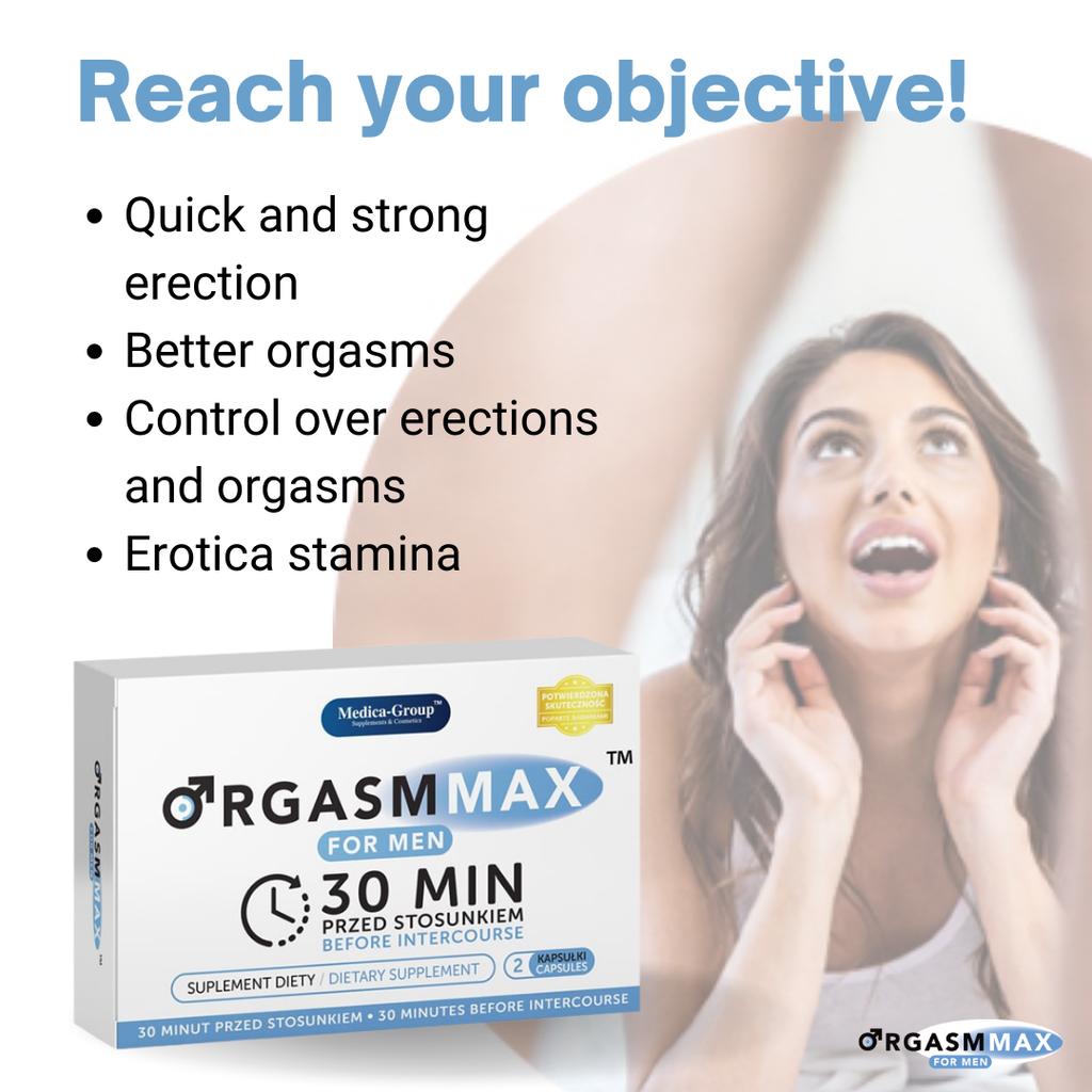 Orgasm Max for Men Capsules - Rapid, Strong, and Long-Lasting Erections - 2 Capsules