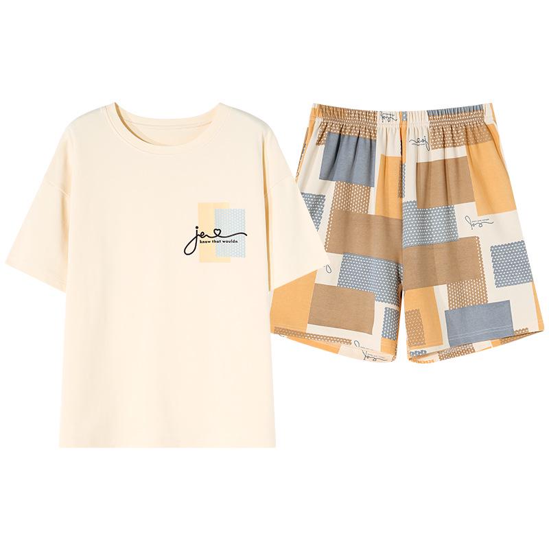 

Cute Cartoon Cotton Pajama Set - Women s Short Sleeve & Shorts, Wearable Outdoors, Lightweight for Summer Large (L)