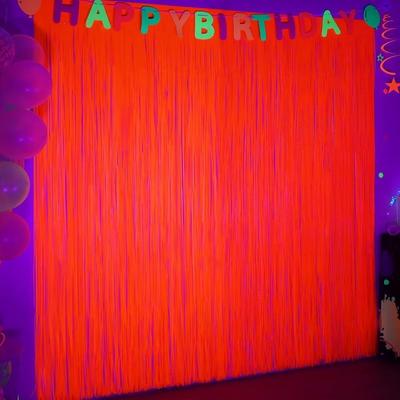 Multi-Color Fringe Curtain Neon Color Glow In the UV Party Rain Curtain Party Decor Fluorescent Party