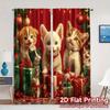 2pcs,Curtains Cute Puppies Kittens Christmas Holiday Popular Curtains Digital Printed Yarn Curtains Decorations For Home Ldeal