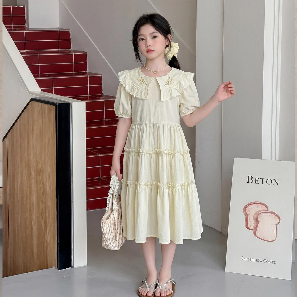 Girls' dress summer dress 2026 new children's college style dress summer girls super beautiful princess dress