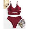 Women's High Waist Two Piece Swimsuit with Cross Wrap Straps Adjustable Spaghetti Straps Bikini Set for Beach Pool Swimwear