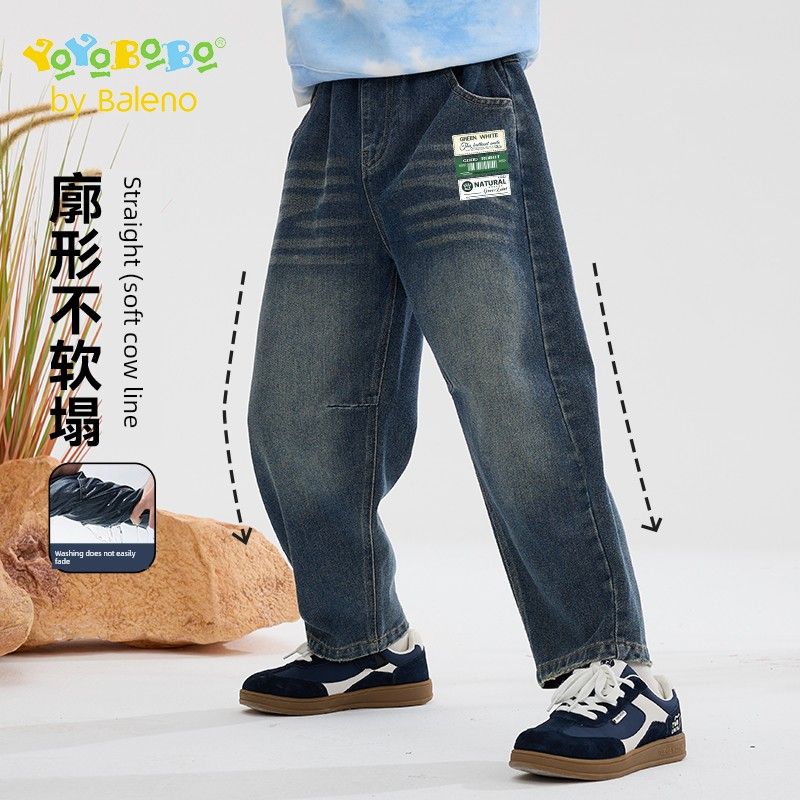 Baleno Kids Ybb Series Boys Jeans Spring and Autumn Style Children s Loose Casual Pants Boys Autumn Pants Denim Blue#Yb Green Label K 120