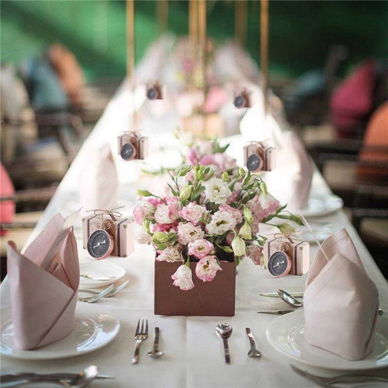 50x Compass Candy Box Valentines Day Candy Packaging Box for Wedding Sweets Packing-Box Ceremony Supplies Gold/Rose-Gold
