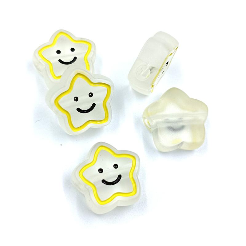 

Карамельный цвет глазурь DIY ожерелье браслет для изготовления ювелирных изделий 5 шт акриловые бусины аксессуары ручной работы свободные разделительные бусины улыбающиеся звездные бусины жёлтый