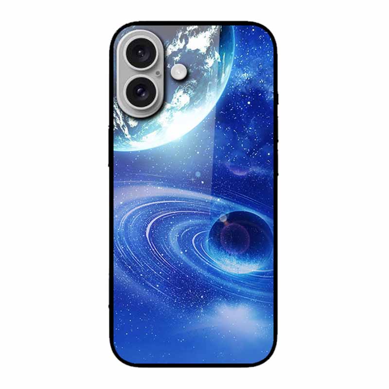 Glass Case For iphone 16 Plus 16Plus Coque Tempered Glass Hard Back Cover For iphone 16 Plus Phone Case Soft TPU Black Bumper