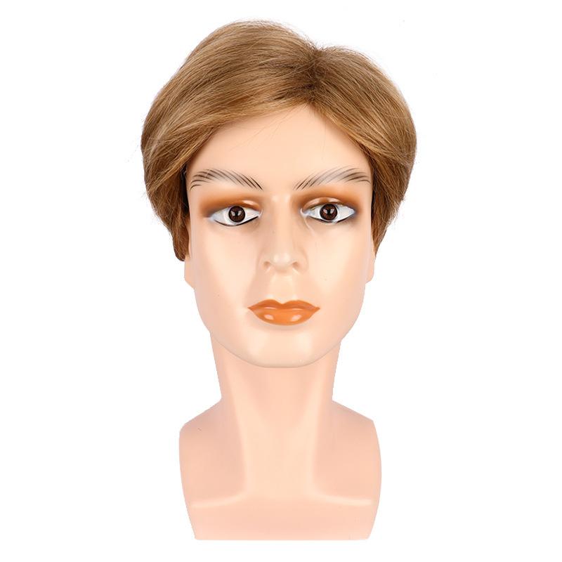 Synthetic Dark Brown Hair Natural Wig for Men Breathable Heat Resistant Cosplay Halloween Short Male Wig with Bangs