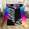 Zebra Stripes Duvet Cover Set Red Glitter Lips Comforter Cover for Girls Women Black White Leopard Zebra Print Queen Bedding Set